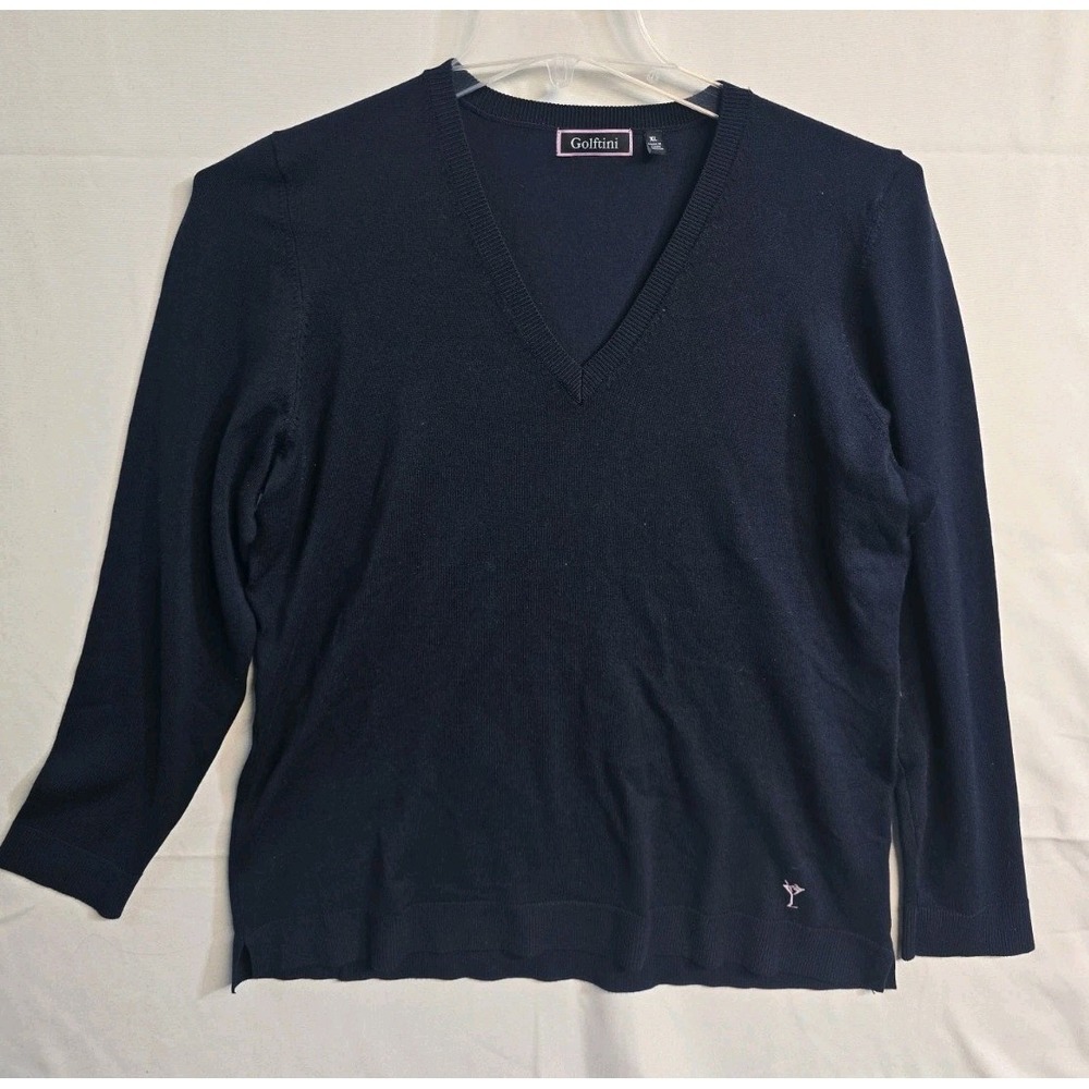 Golfini Womens  XL Navy Blue V-Neck Long Sleeve Golf Sweater Pullover